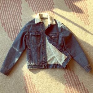 Fuzzy, vintage, denim jacket
